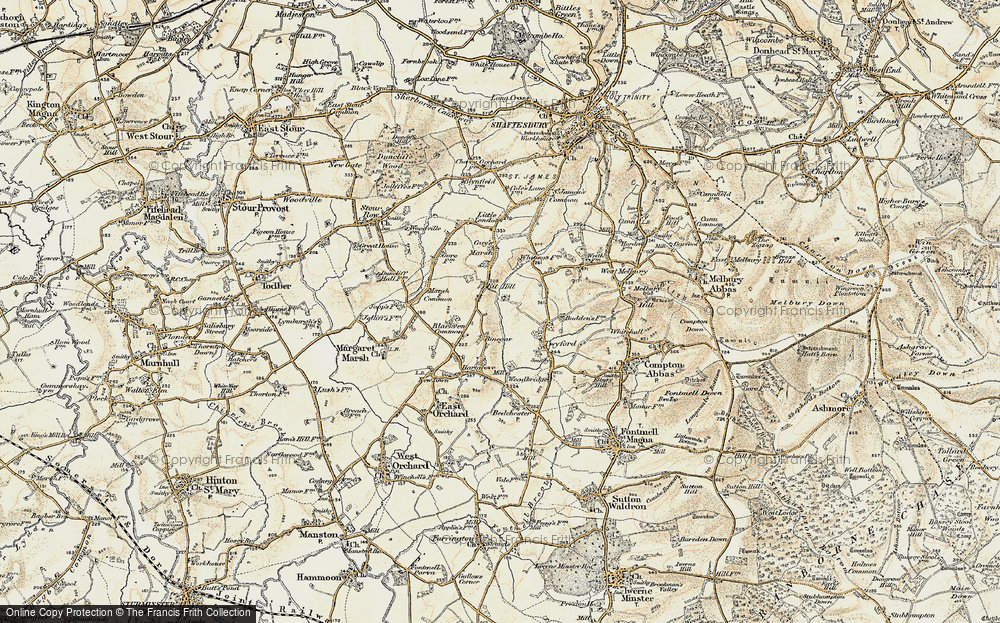 Old Map of Historic Map covering Blackven Common in 1897-1909
