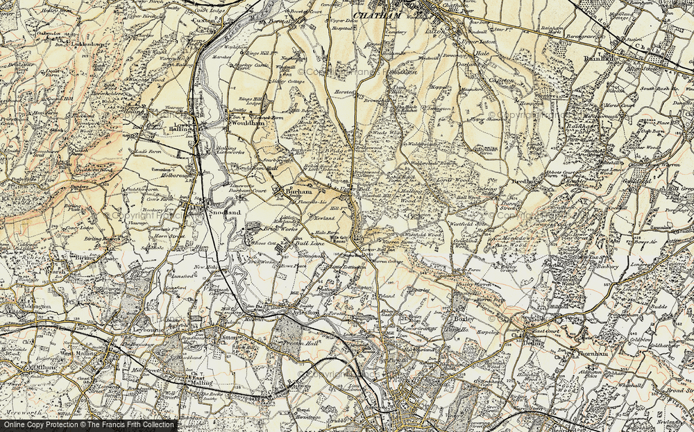 Old Map of Historic Map covering White Horse Stone in 1897-1898