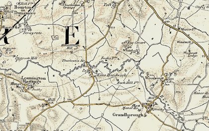 Old map of Kites Hardwick in 1901-1902