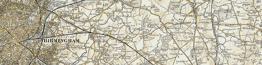 Old map of Kitt's Green in 1901-1902