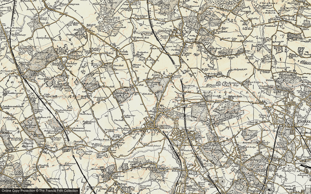 Old Map of Kitts End, 1897-1898 in 1897-1898