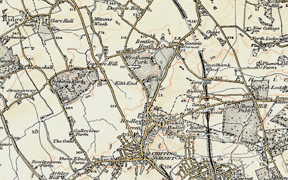 Old map of Kitts End in 1897-1898