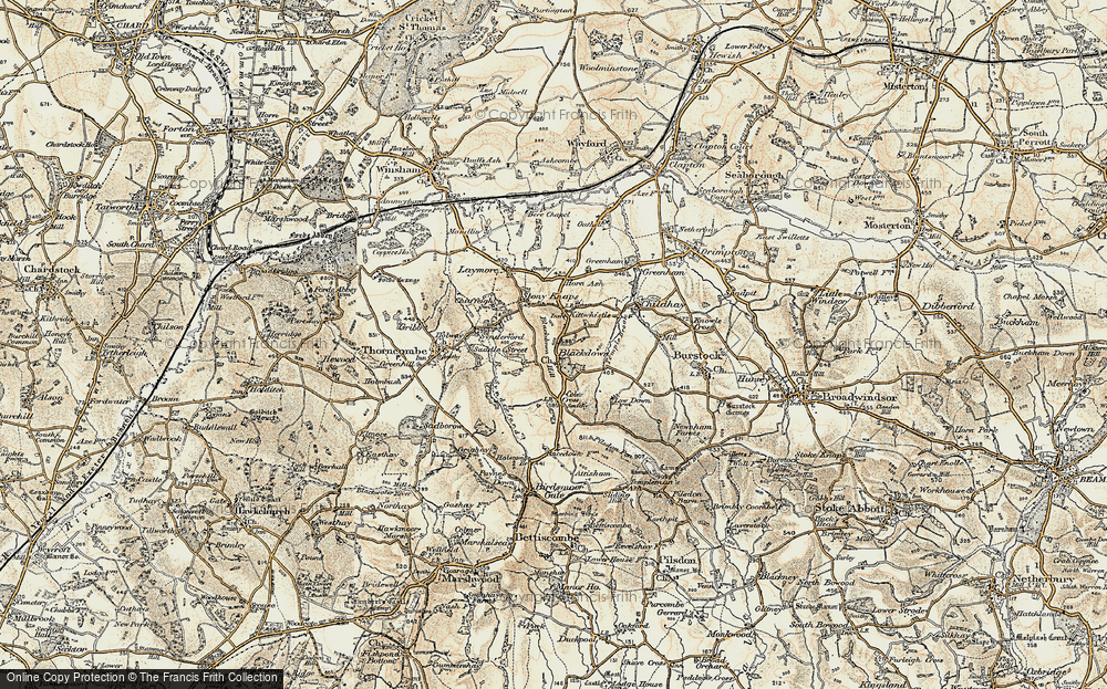Old Map of Historic Map covering Blackdown Hill in 1898-1899