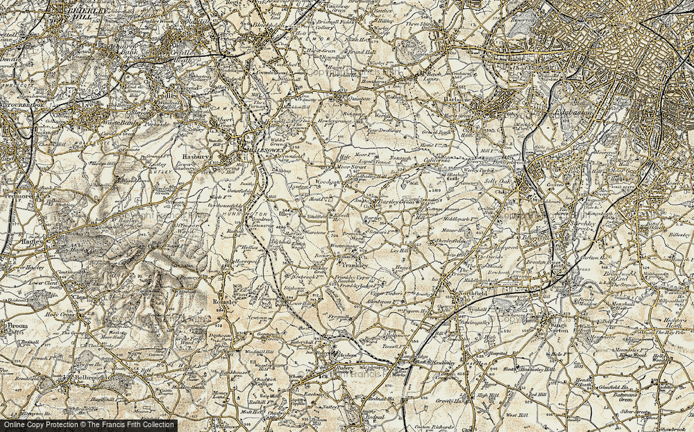 Old Map of Historic Map covering Bromwich Wood in 1901-1902