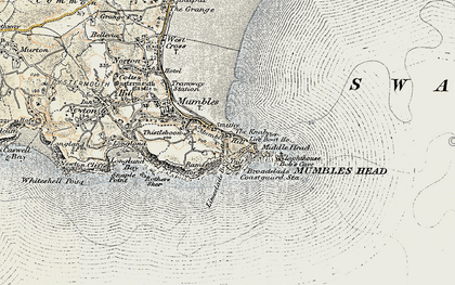 Old map of Bracelet Bay in 1900-1901