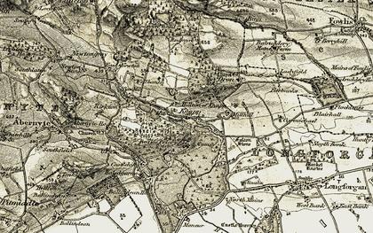 Old map of Rossie Priory in 1907-1908