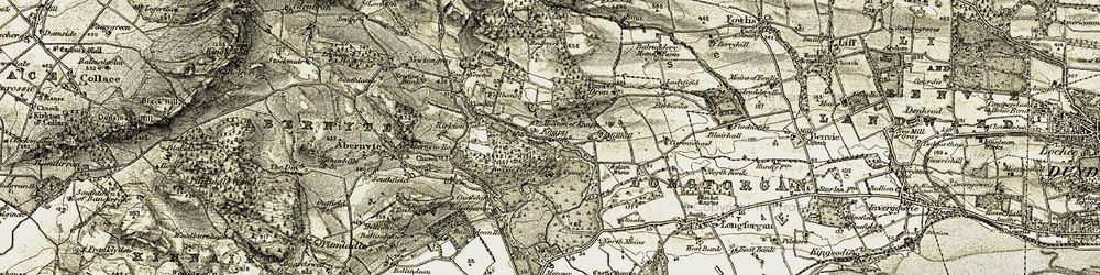 Old map of Rossie Priory in 1907-1908