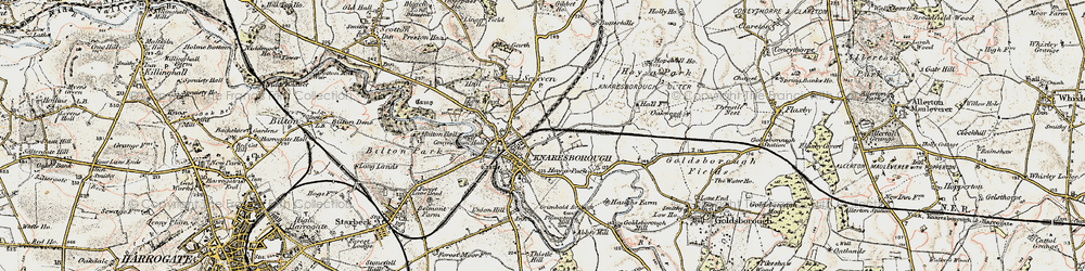 Old map of Knaresborough in 1903-1904