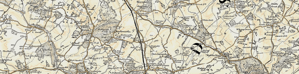 Old map of Knebworth in 1898-1899