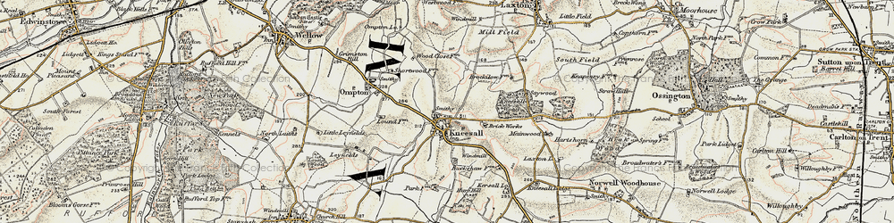 Old map of Kneesall in 1902-1903