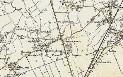 Old map of Kneesworth in 1898-1901
