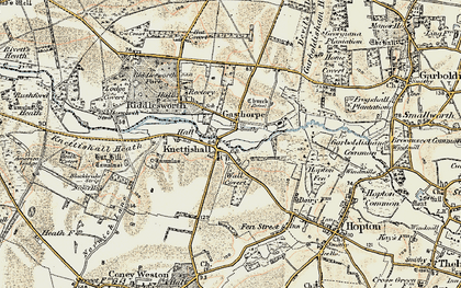 Old map of Knettishall in 1901