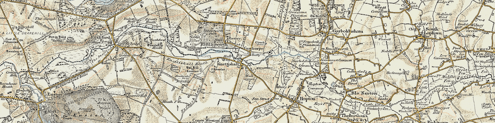Old map of Knettishall in 1901