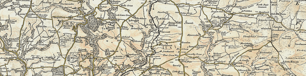 Old map of Knightacott in 1900