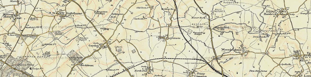 Old map of Knightcote in 1898-1902