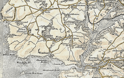 Old map of Knighton in 1899-1900