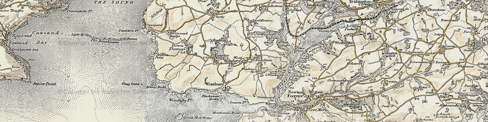 Old map of Knighton in 1899-1900
