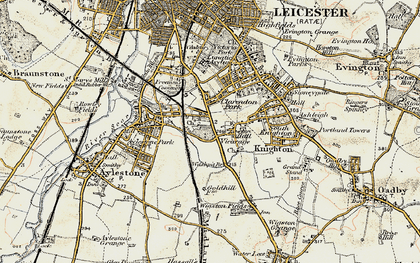 Old map of Knighton Fields in 1901-1903