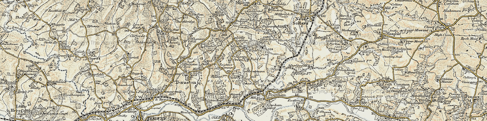 Old map of Knighton on Teme in 1901-1902