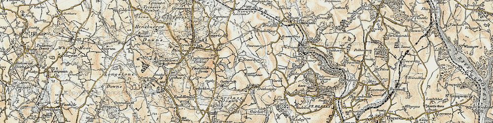 Old map of Knightor in 1900