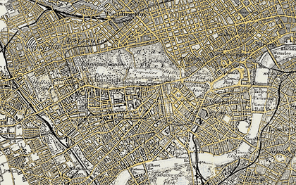 Old map of Knightsbridge in 1897-1909