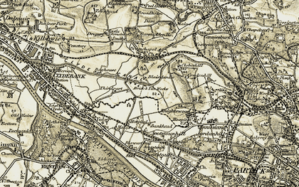 Old map of Knightswood in 1904-1905