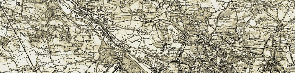 Old map of Knightswood in 1904-1905