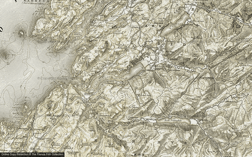Old Map of Historic Map covering An Creachan in 1906-1907