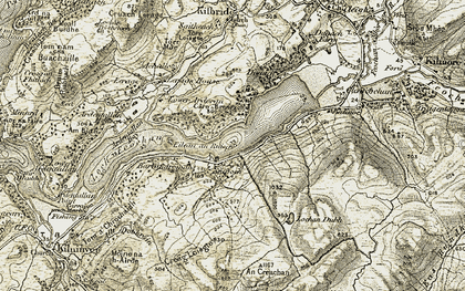 Old map of An Creachan in 1906-1907