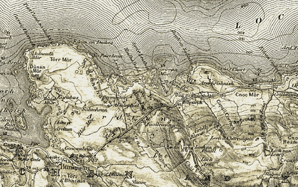 Old map of Bogha an Sgùlain in 1906-1907