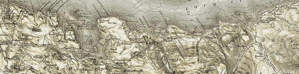 Old map of Bogha an Sgùlain in 1906-1907