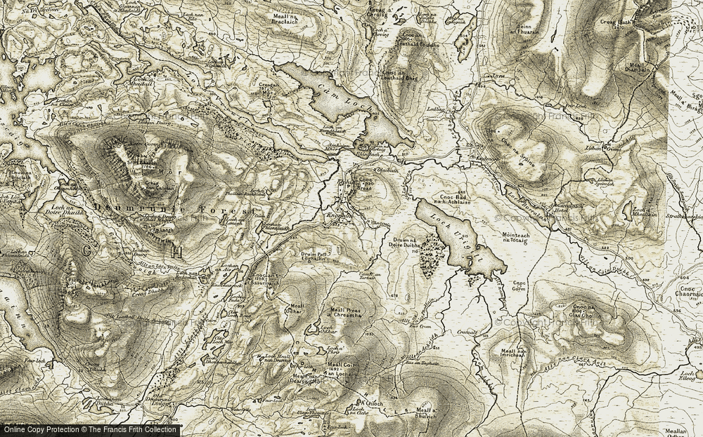 Old Map of Historic Map covering Allt a' Phollain in 1910-1912