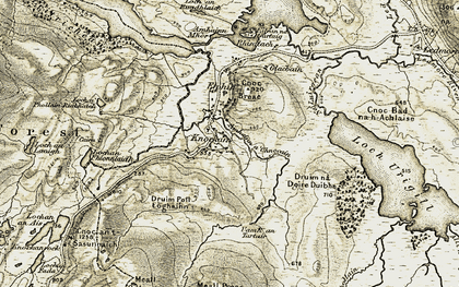 Old map of Abhainn a' Chnocain in 1910-1912