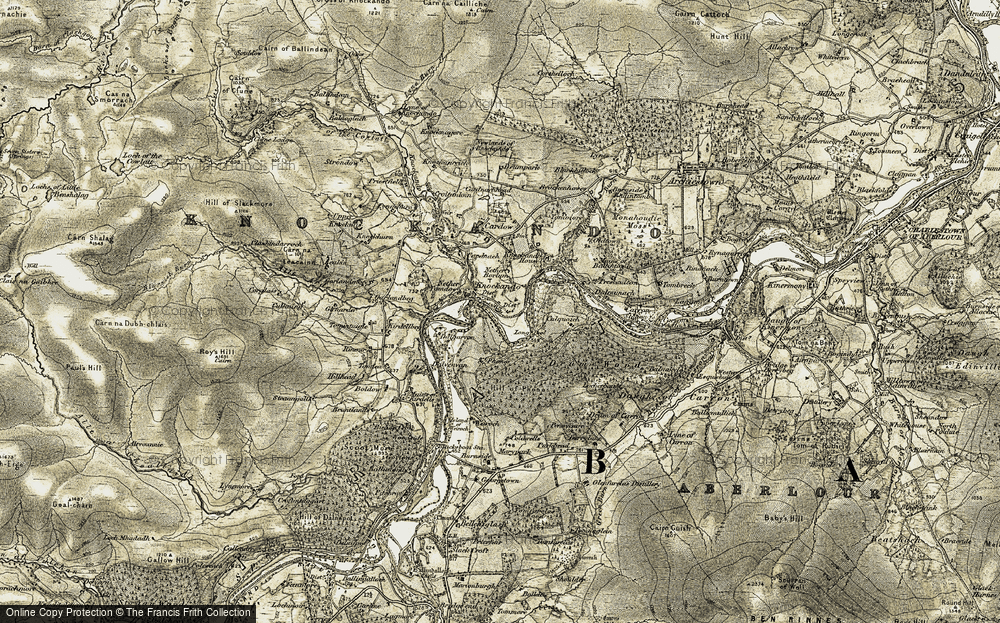 Old Map of Knockando, 1908-1911 in 1908-1911