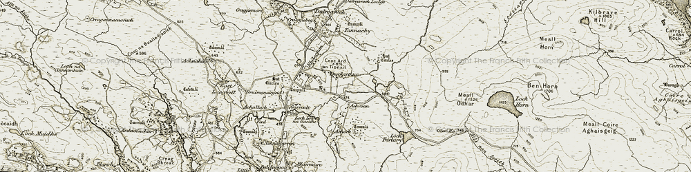 Old map of Achvoan in 1910-1912