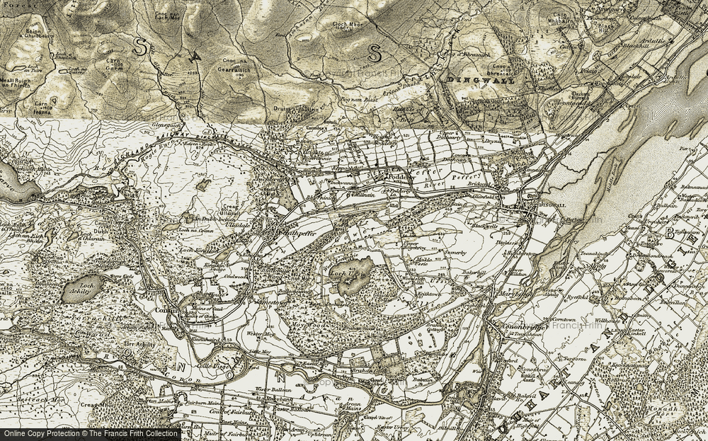 Old Map of Historic Map covering Woodside of Tollie in 1911-1912