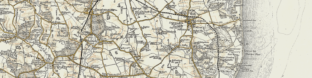 Old map of Knodishall in 1898-1901