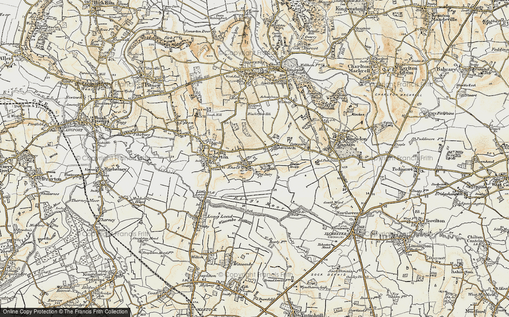 Old Map of Historic Map covering Black's Moor Hill in 1898-1900