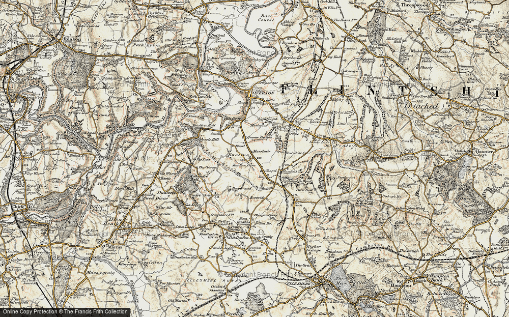 Old Map of Historic Map covering Trench in 1902