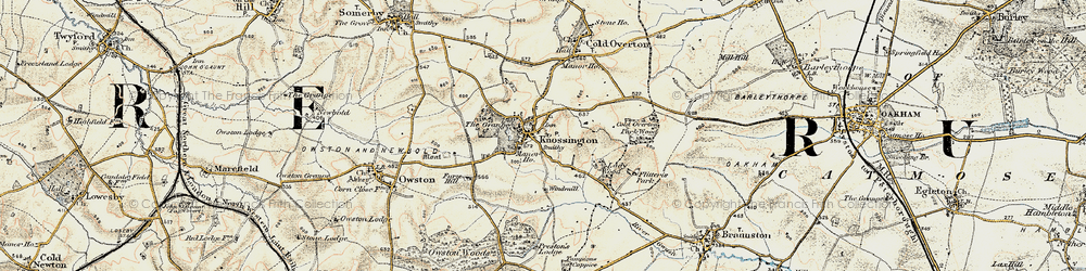 Old map of Knossington in 1901-1903