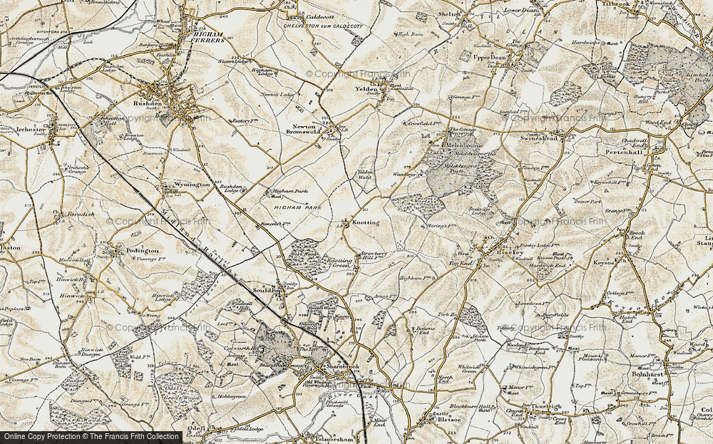 Old Map of Historic Map covering Yelden Wold in 1898-1901