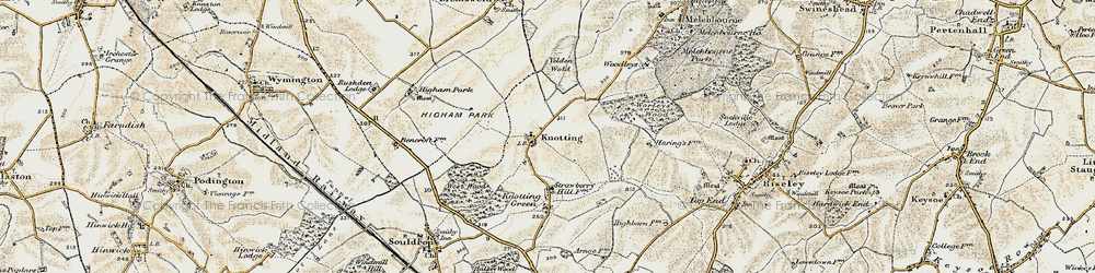 Old map of Knotting in 1898-1901