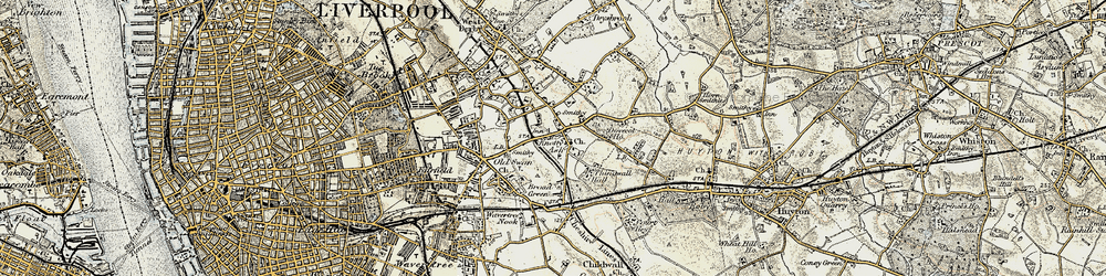 Old map of Knotty Ash in 1902-1903