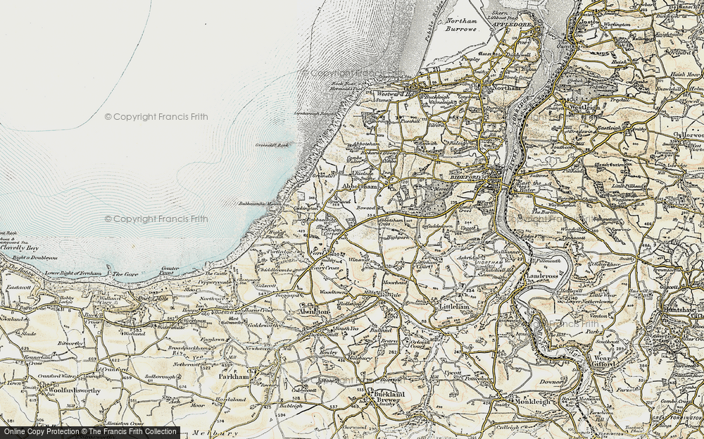 Old Map of Historic Map covering Westacott in 1900