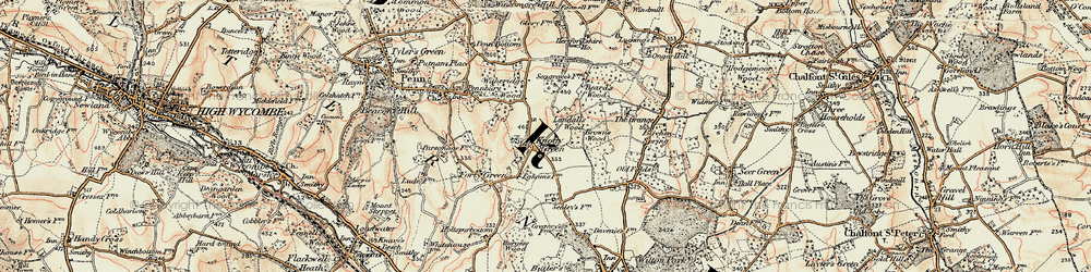 Old map of Brown's Wood in 1897-1898