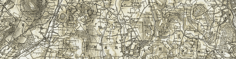 Old map of Knowes of Elrick in 1910