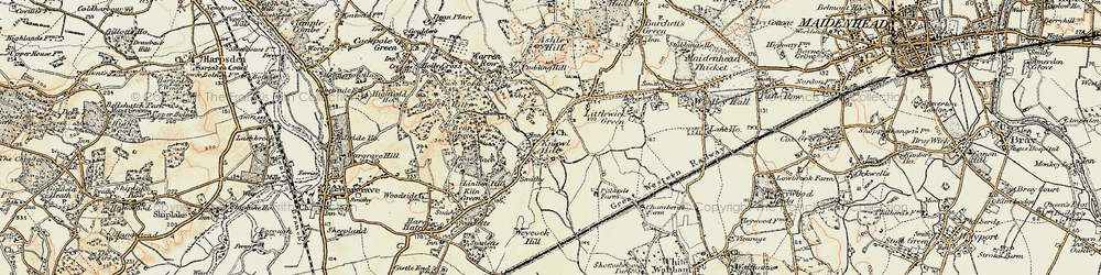 Old map of Knowl Hill in 1897-1909