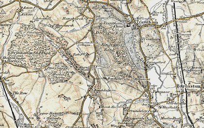 Old map of Knowl Wall in 1902