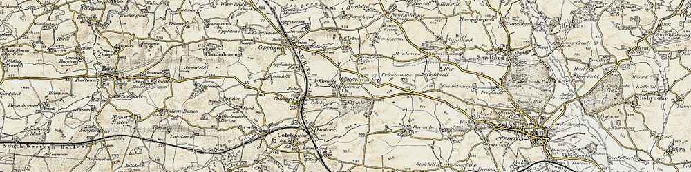 Old map of Knowle in 1899-1900