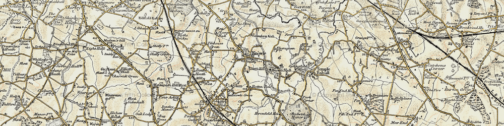 Old map of Knowle in 1901-1902